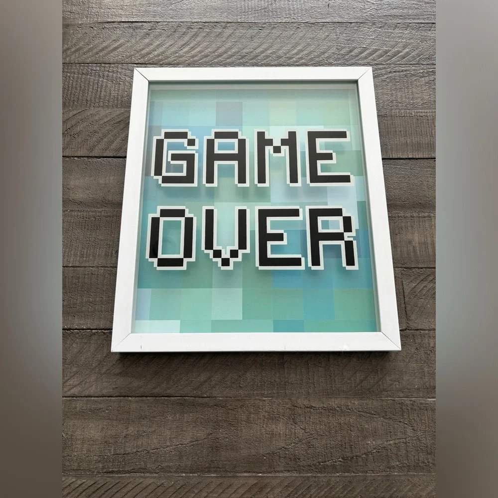 Pillowfort Game Over Framed Wall Art Pixel Graphic Decor